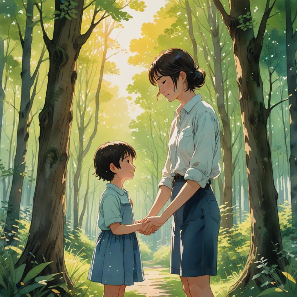 Mother and Son in Whimsical Forest Portrait