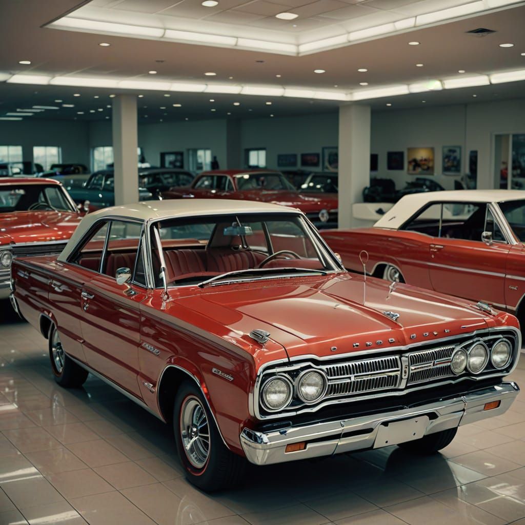 Red 1966 Dodge Coronet 500 in Showroom