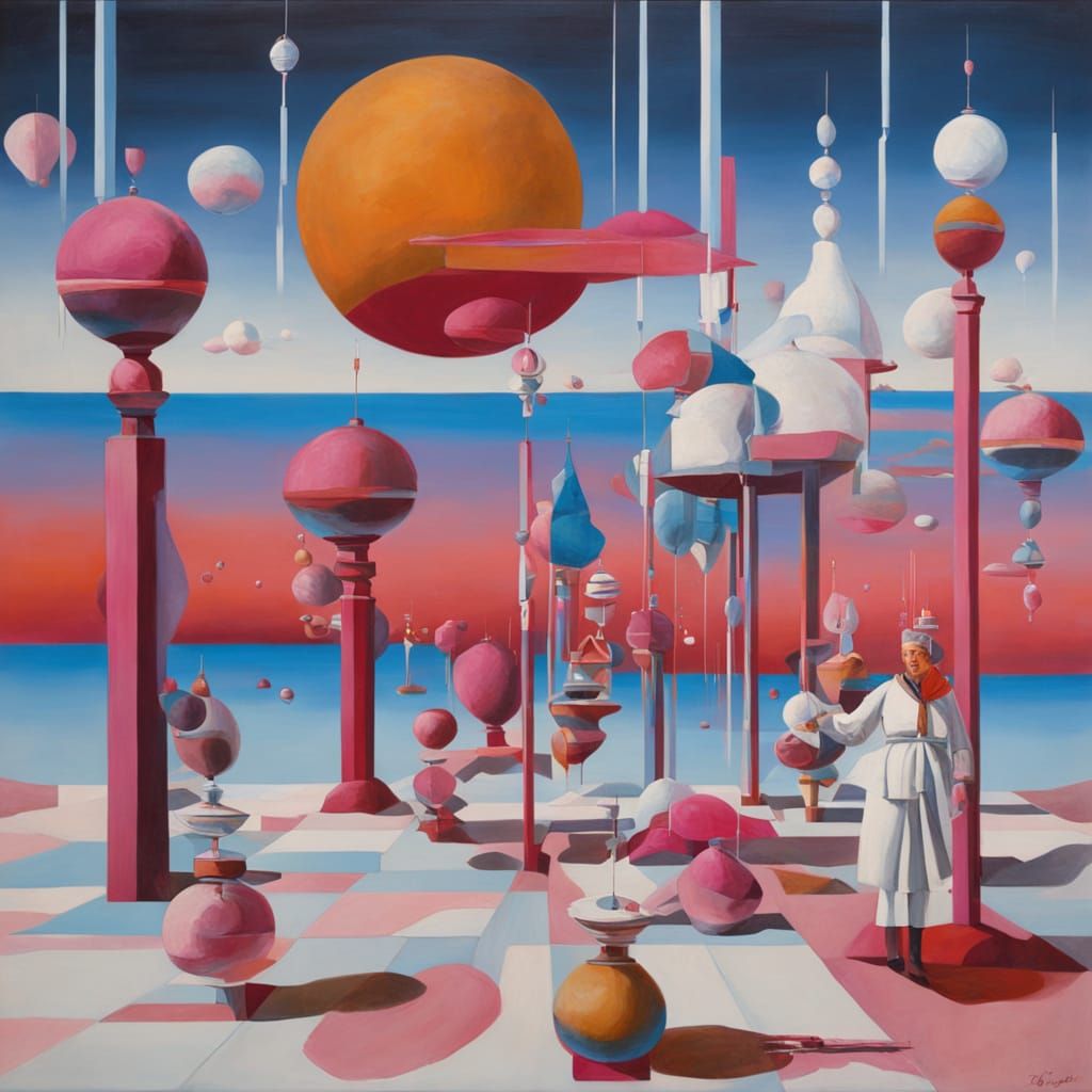 Surreal Precisionist Oil Painting with Abstract Subject