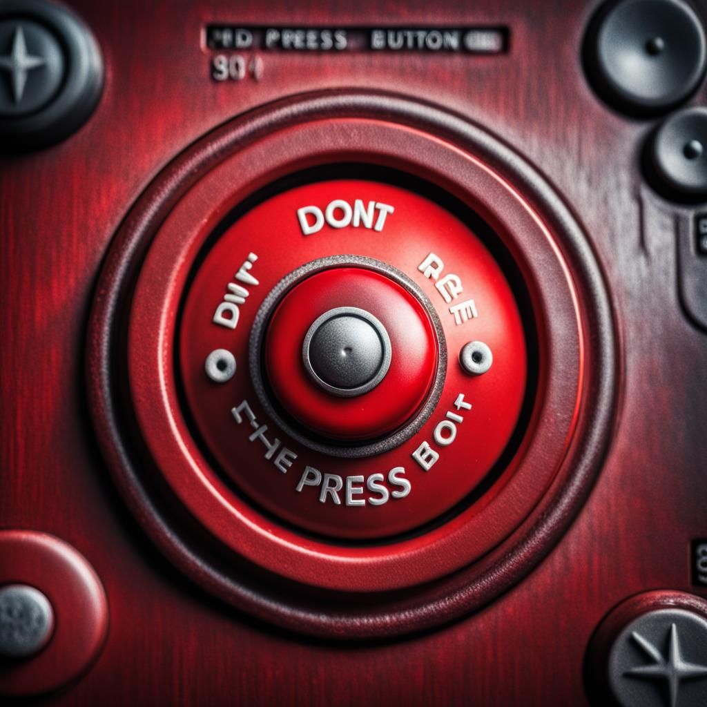 Hyperrealistic Fantasy Scene: The Red Button