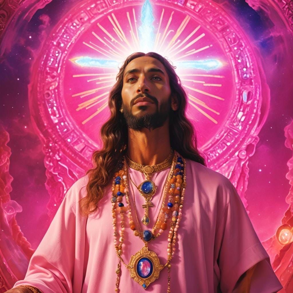 Jesus as Egyptian God in Pastel Pink