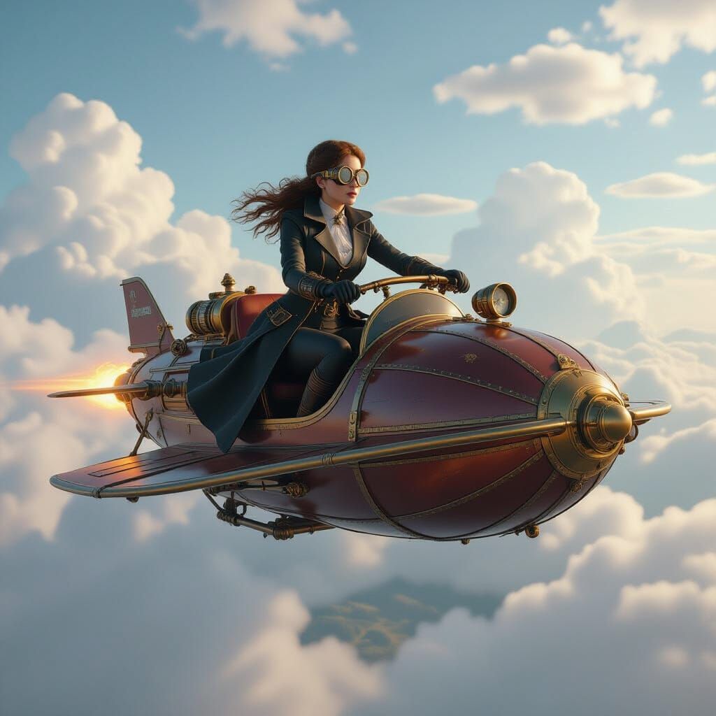 Steampunk Lady Airship Adventure in Cinematic 3D