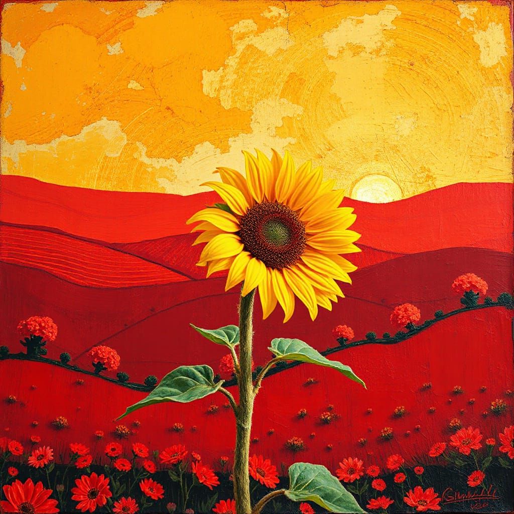 Amidst a sea of red, the sunflower dares to stand tall.
Be bold. Be different. Be you.