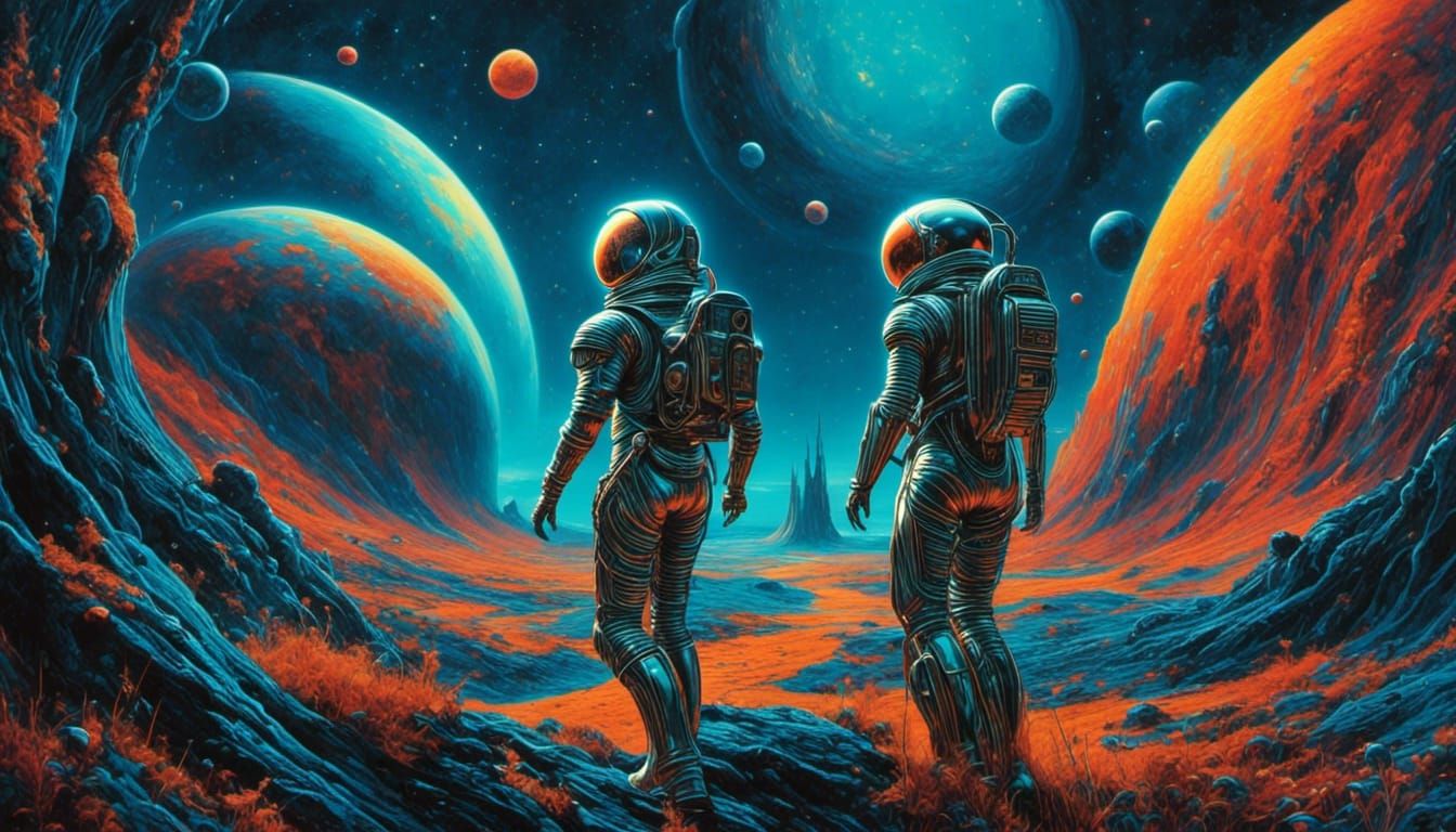 Bioluminescent Alien Astronaut Exploring Strange Planet