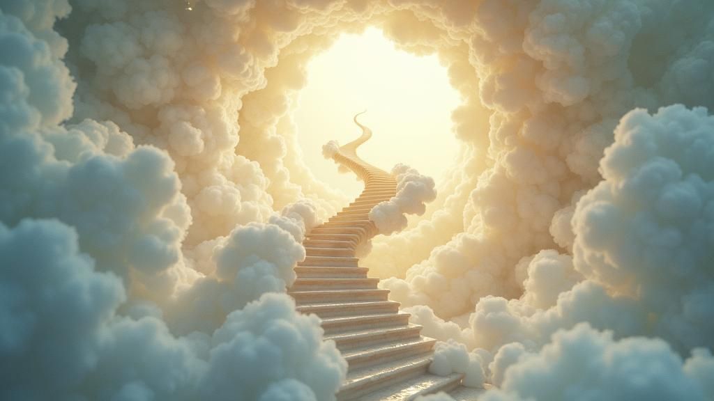 Ethereal Stairway to Heaven in Dreamlike Style