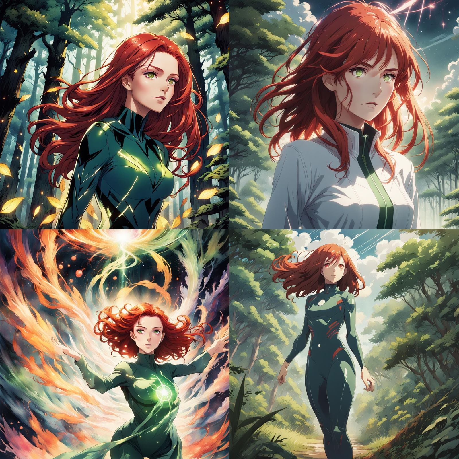 Jean Grey in Anime-Inspired Cyberpunk Style