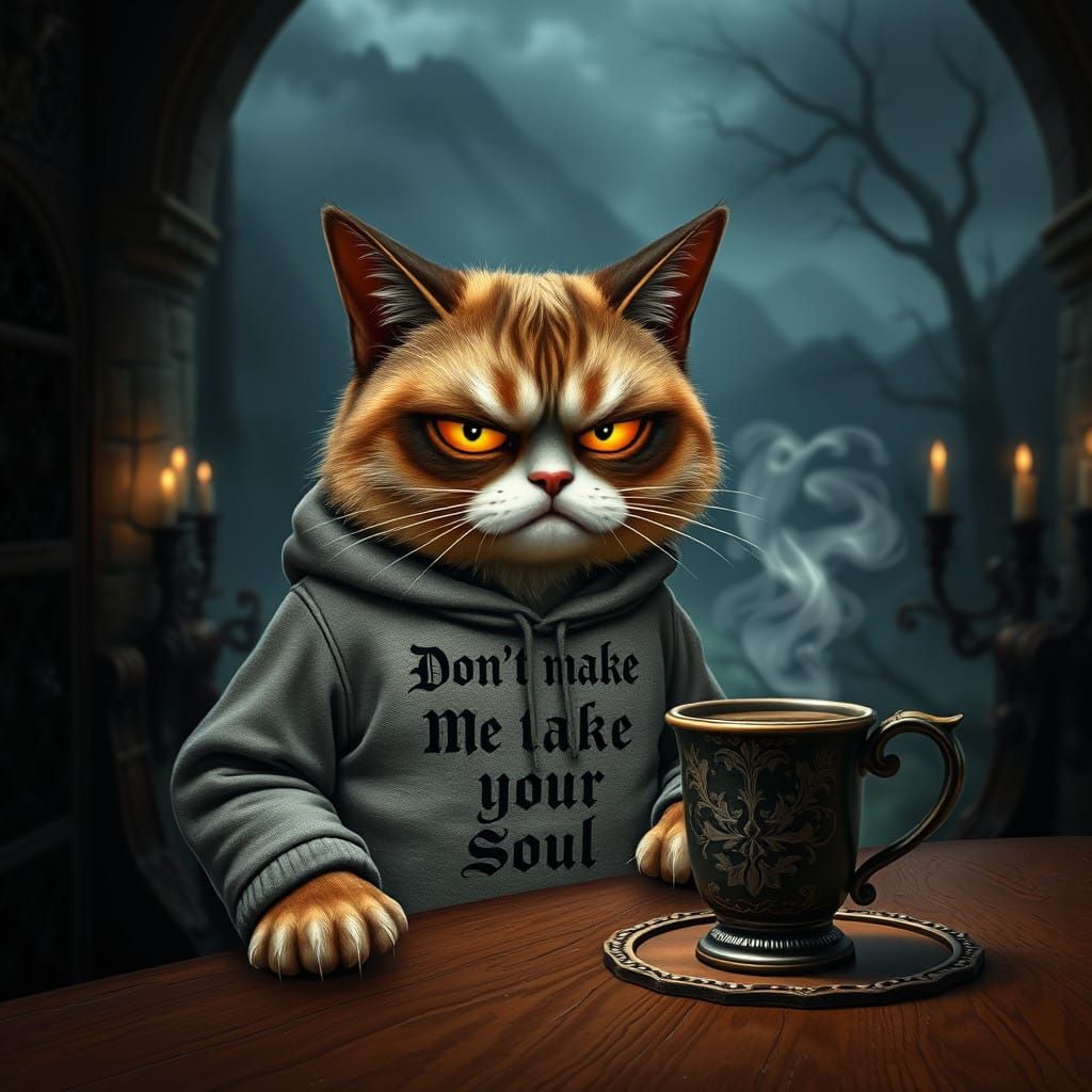 Grumpy Cat in Haunting Castle
