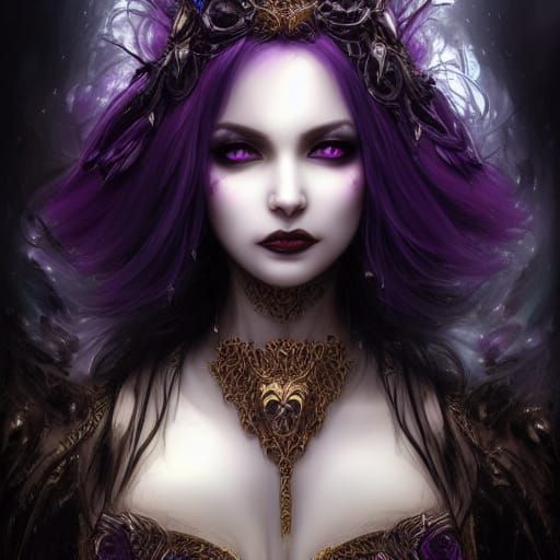Sinister Dark Witch Portrait in Digital Art Style