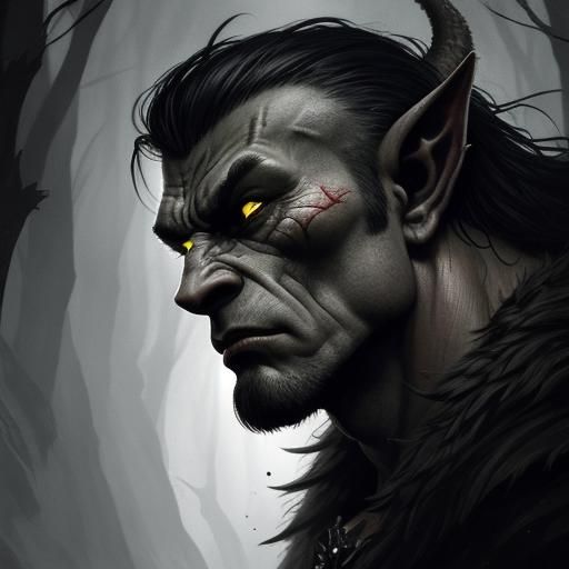 Orc Warrior Portrait in Mystical Forest