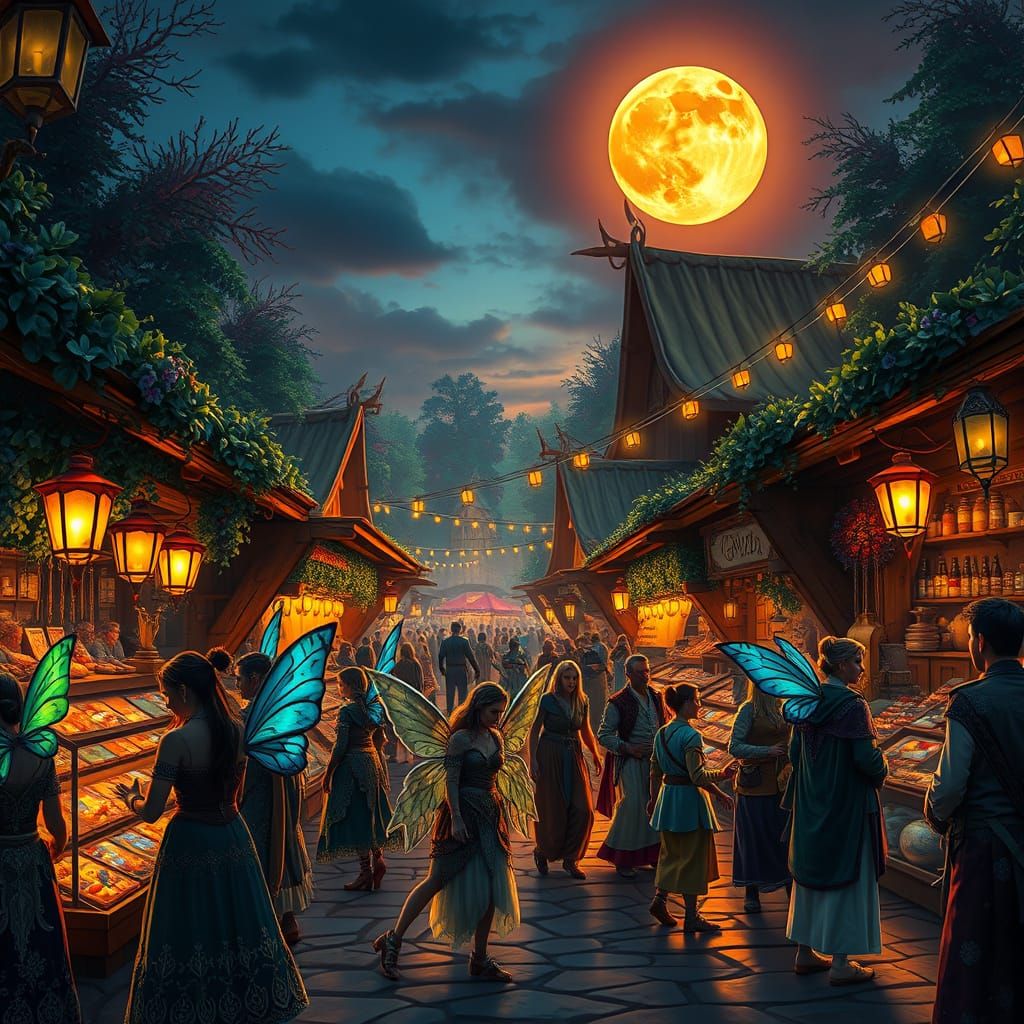 Luminous Fantasy Bazaar Under Twin Moons