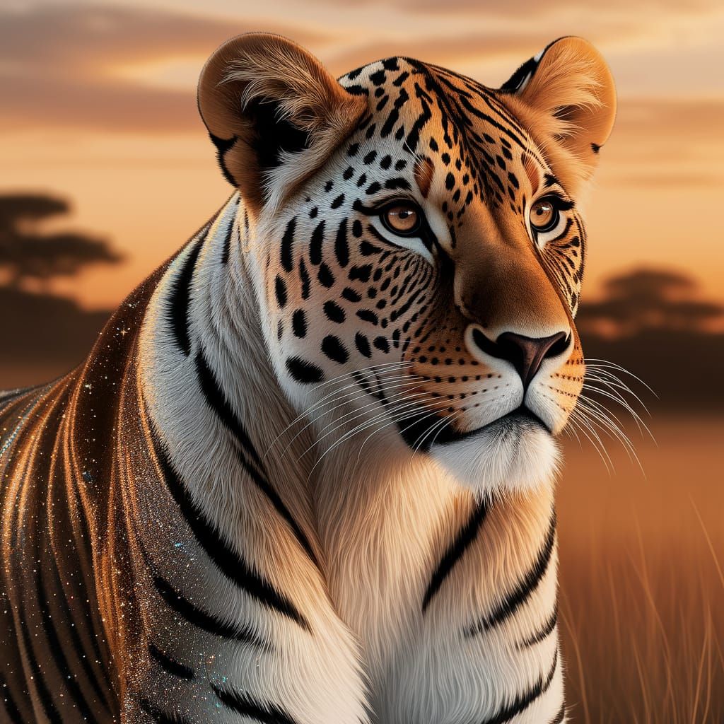 Majestic Lioness with Fractal Fur in Digital Art