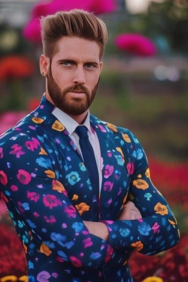 Handsome Muscular Man in Suit Welcoming Viewer