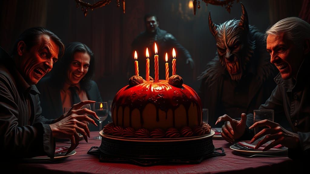 Gothic Halloween Party with Vampires and Wolfman