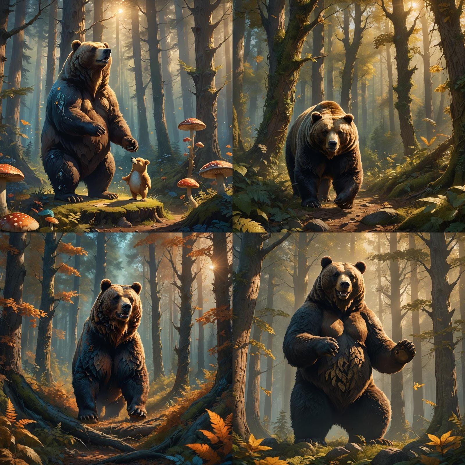 Friendly Bear in Detailed Matte Painting