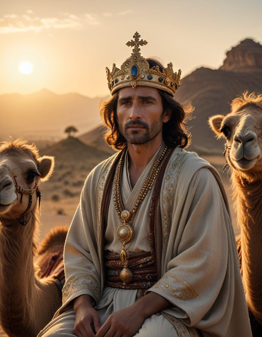 Regal Magi Witness Jesus Ascension in Cinematic Film Still