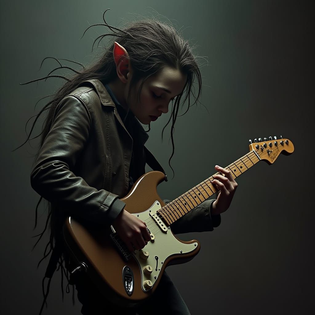 Monster Guitarist: A Gritty, Photorealistic Performance