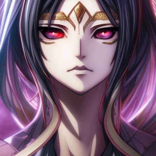 Anime Tiefling Sorceress Portrait in Manga Style