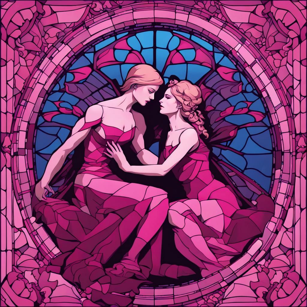 Claude Glass Image: Goddesses in Butterfly Patterns