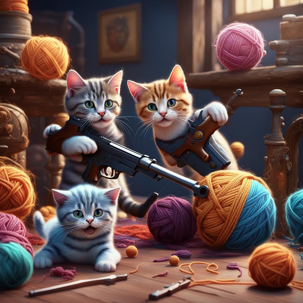 Cats with Yarn and Guns: Fantasy Concept Art