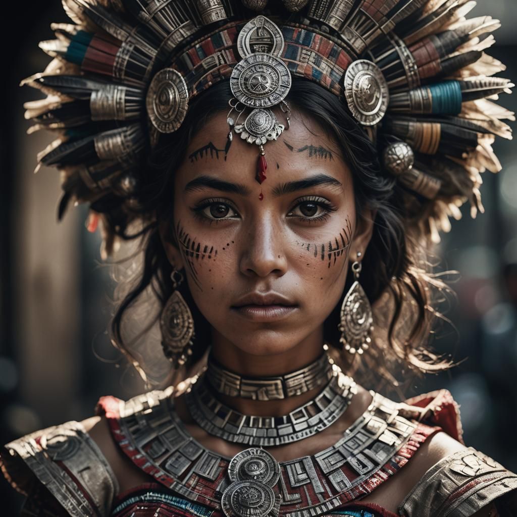 Aztec Girl in Ball Gown Portrait