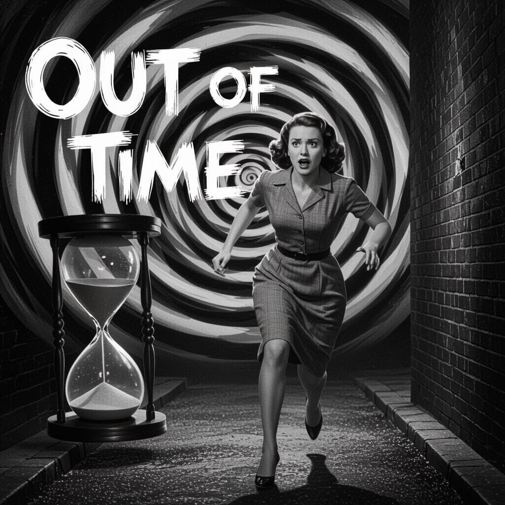 Terrified Woman Runs in Film Noir Style