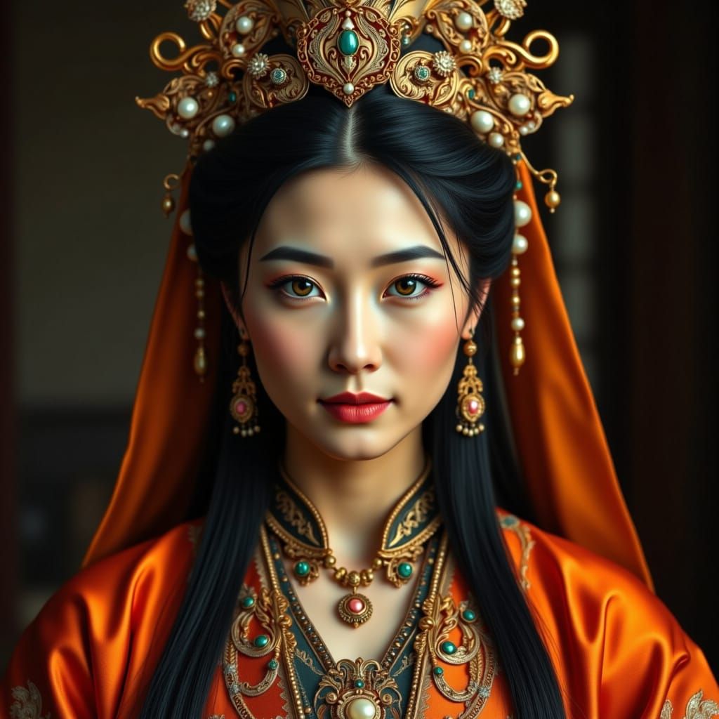 Portrait of Korean Woman in Traditional Attire