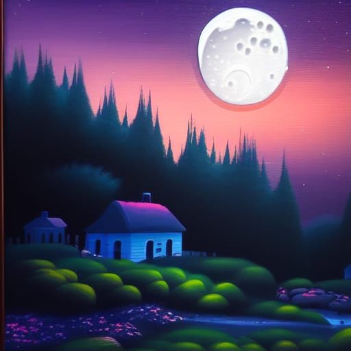 Tranquil Moonlit Night Landscape