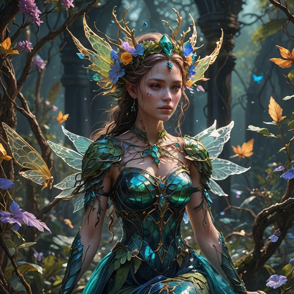 Fantastical Glass Nymph in Detailed Matte Painting