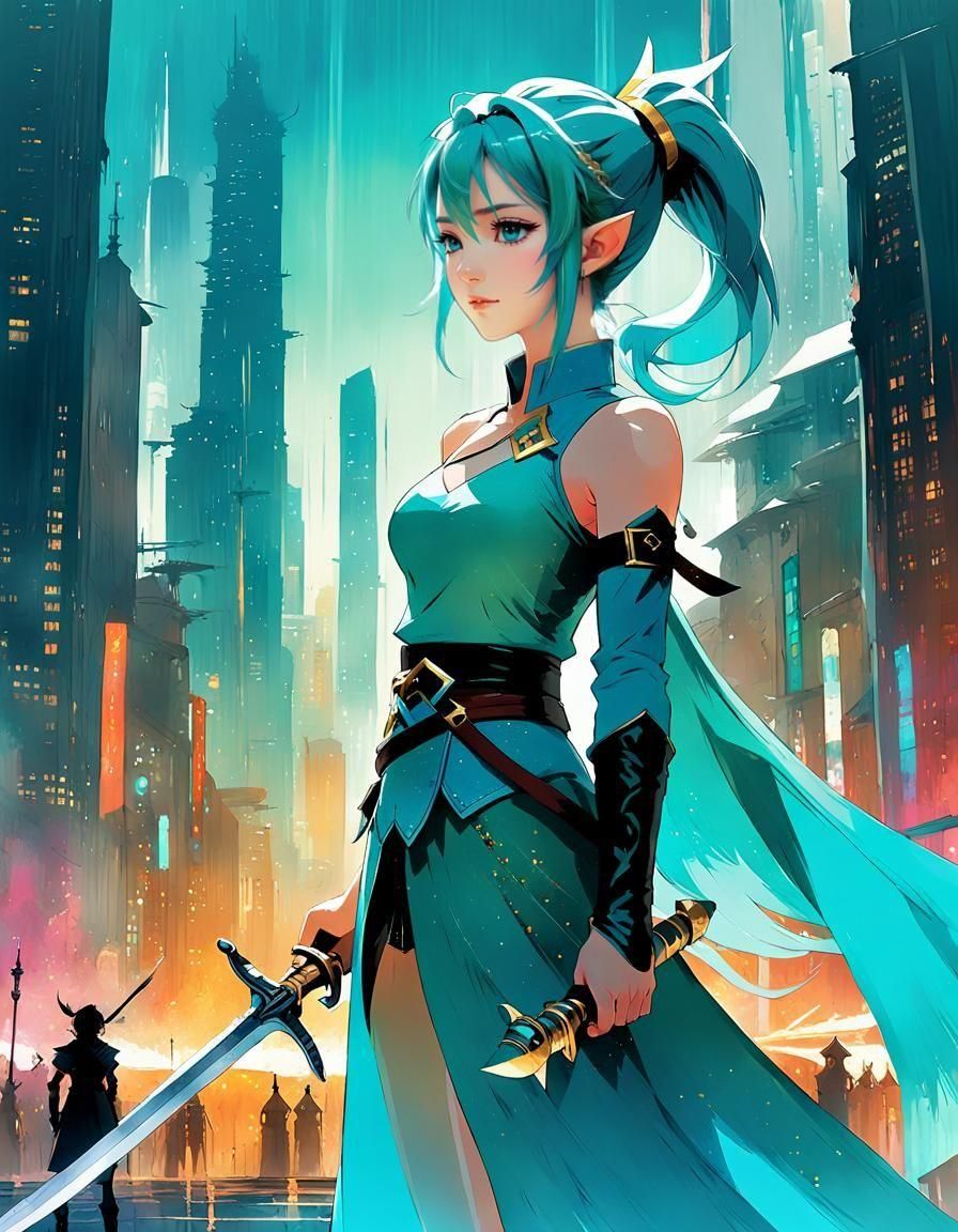 Elf Warrior Princess in Anime Style