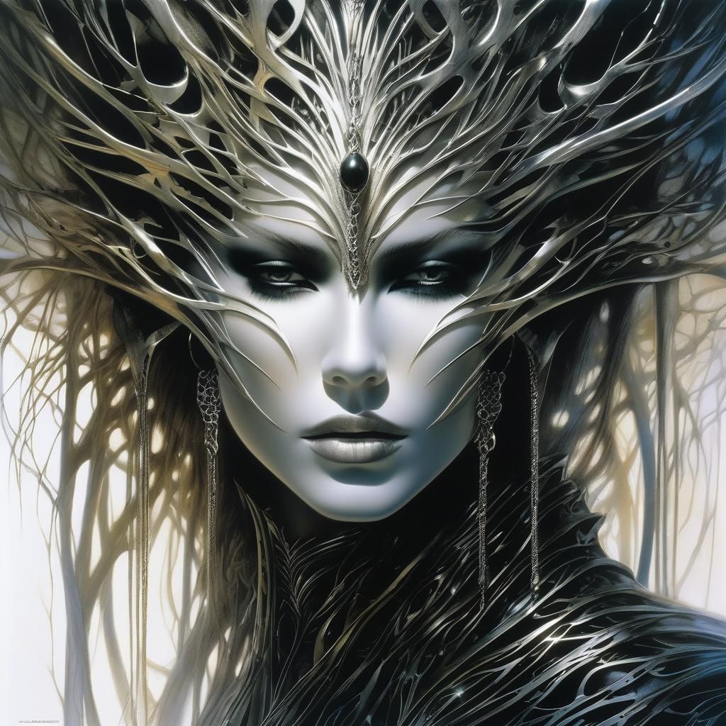 Silver Filigree Mask in Watercolor Style