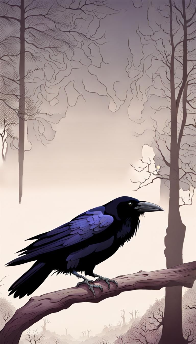 AI Generated Image of a Solitary Raven
