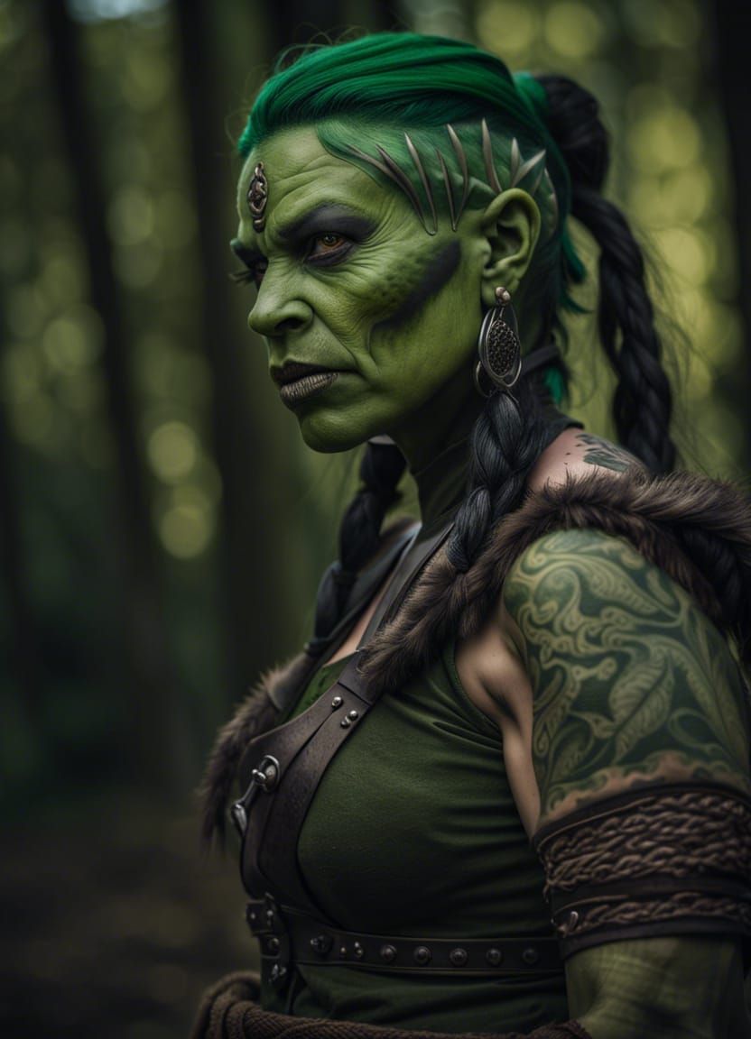 Gritty Orc Traveler in Dark Fantasy Style