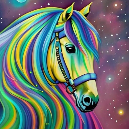 Bioluminescent Unicorn: Neon Watercolor Painting