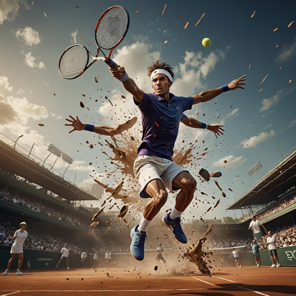Tennis Player in Action: Fantasy Concept Art