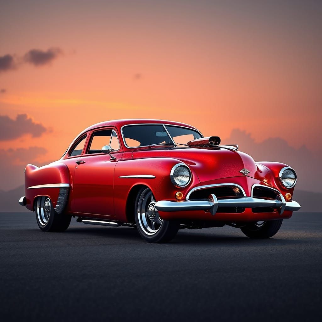 Sleek Cherry-Red Hot Rod Showstopper