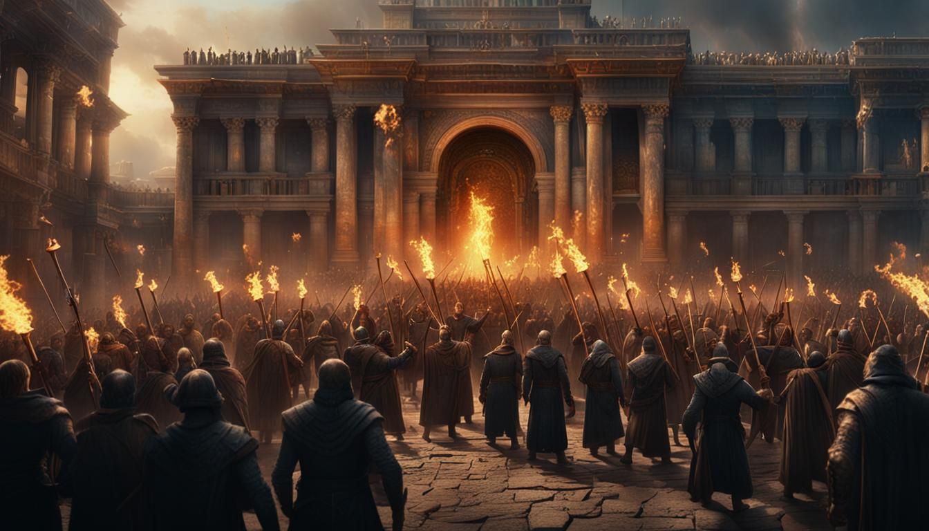 Angry Mob Demands Justice Before Solomon's Palace