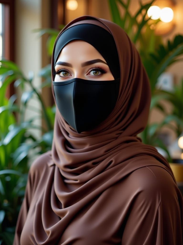 Hijabi Woman Portrait in Art Nouveau Style