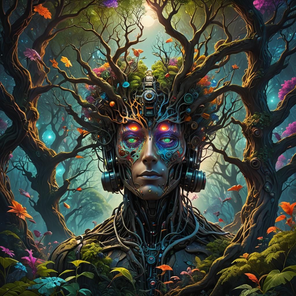 Psychedelic Album Cover: Robot Animal Consciousness