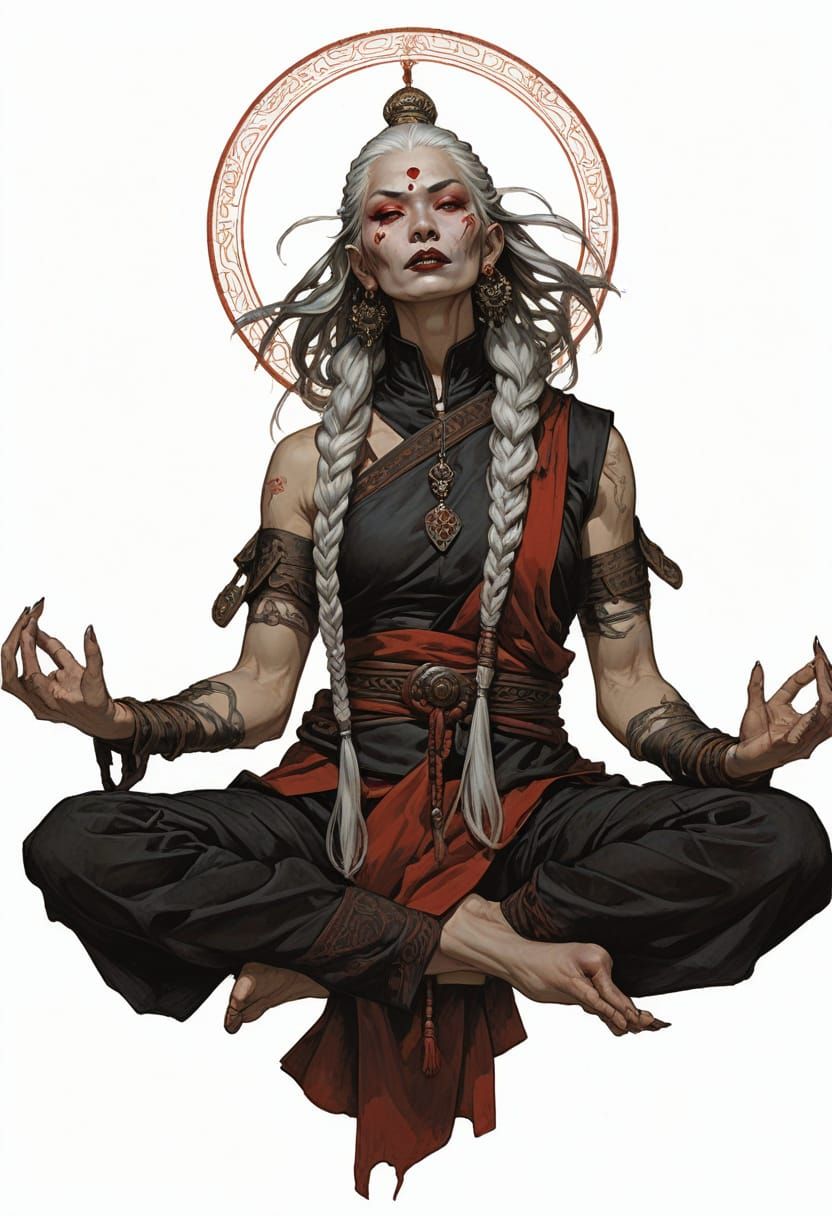 Meditating Vampire Monk in Vallejo-Bell Style