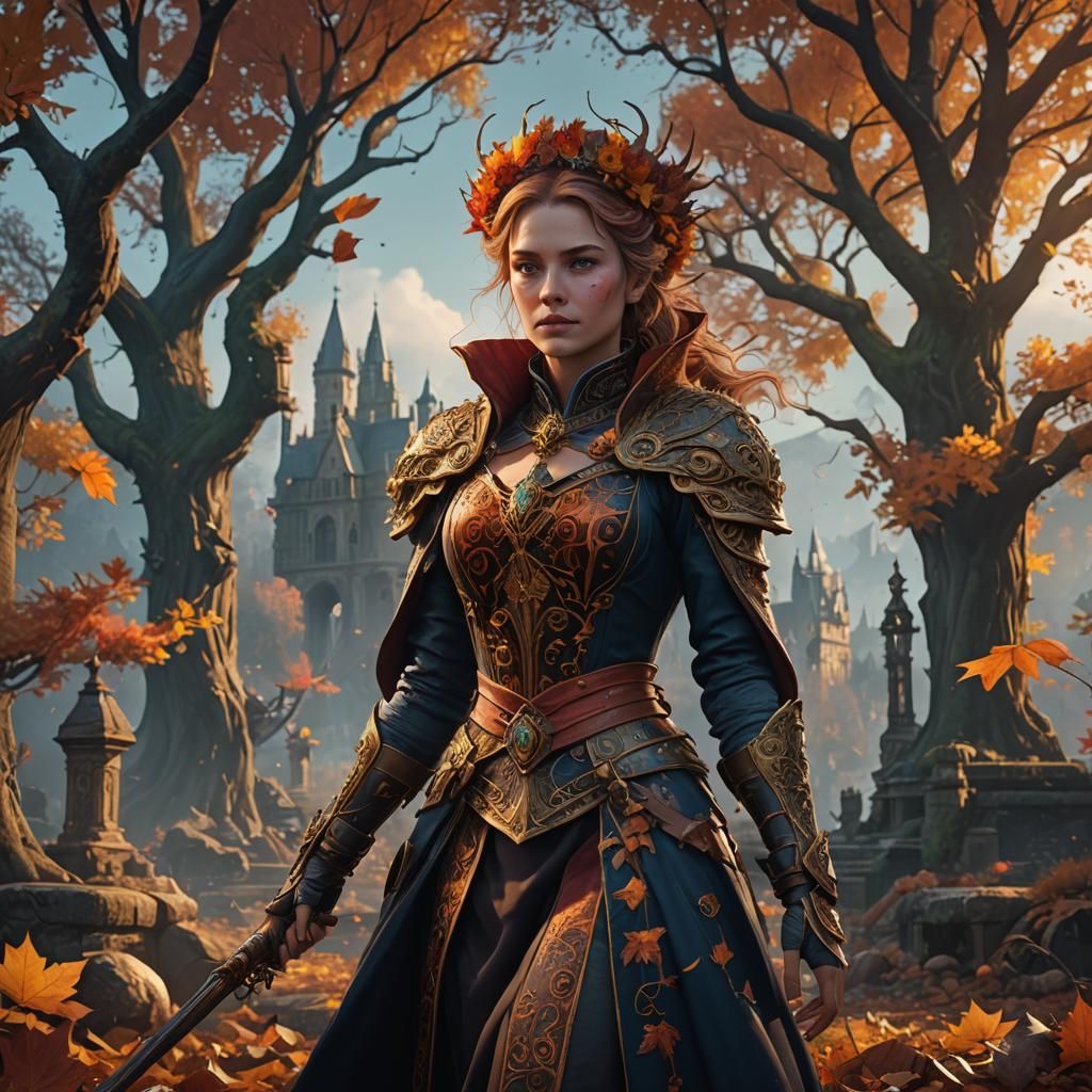 Detailed Matte Painting of Lady Autumn