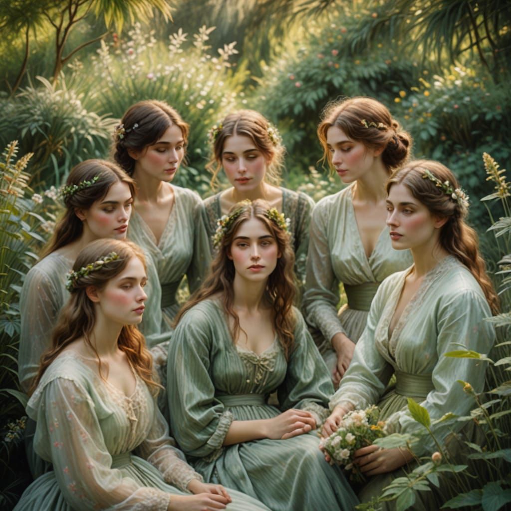 Romantic Garden Gathering in Soft Impressionist Light