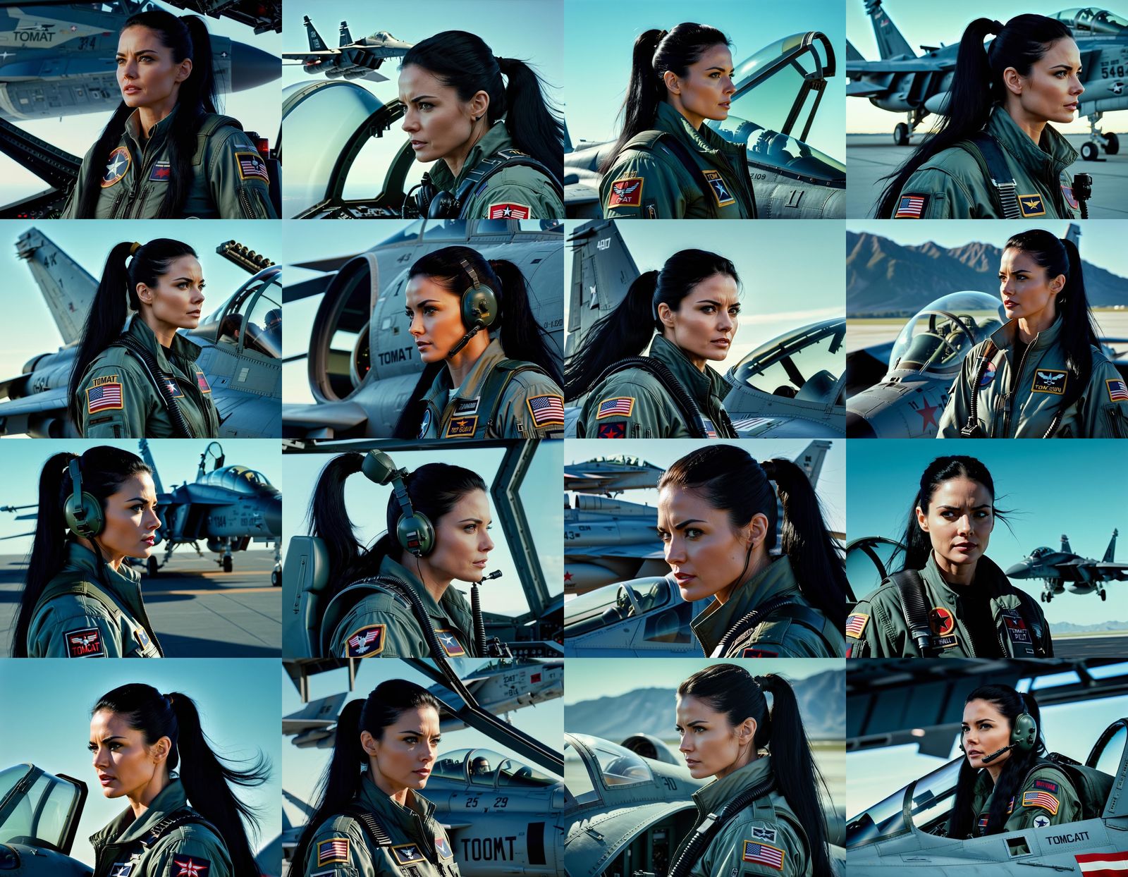 Fighter Pilot Woman in Top Gun Film Style