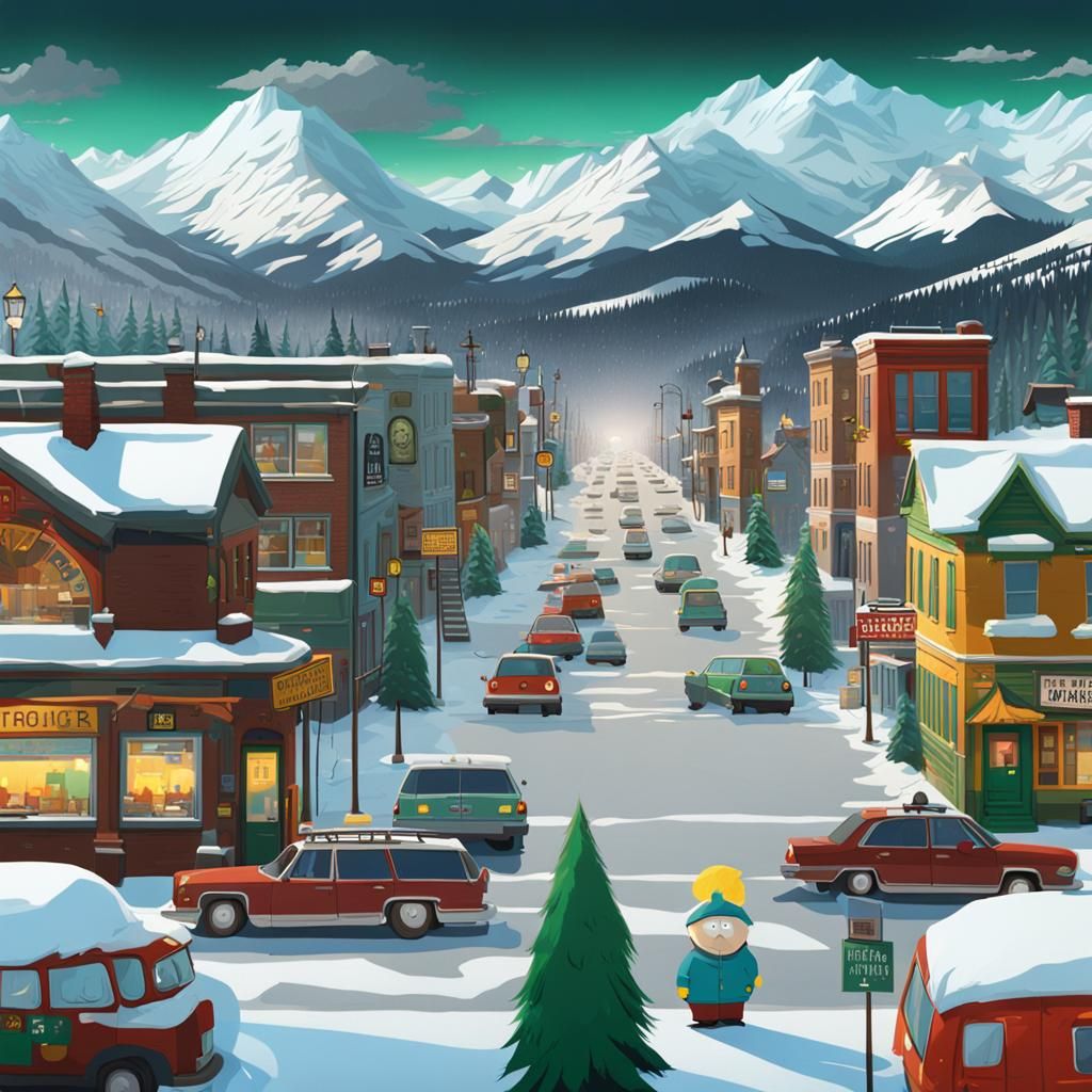 Epic South Park Scene: Digital Matte Painting