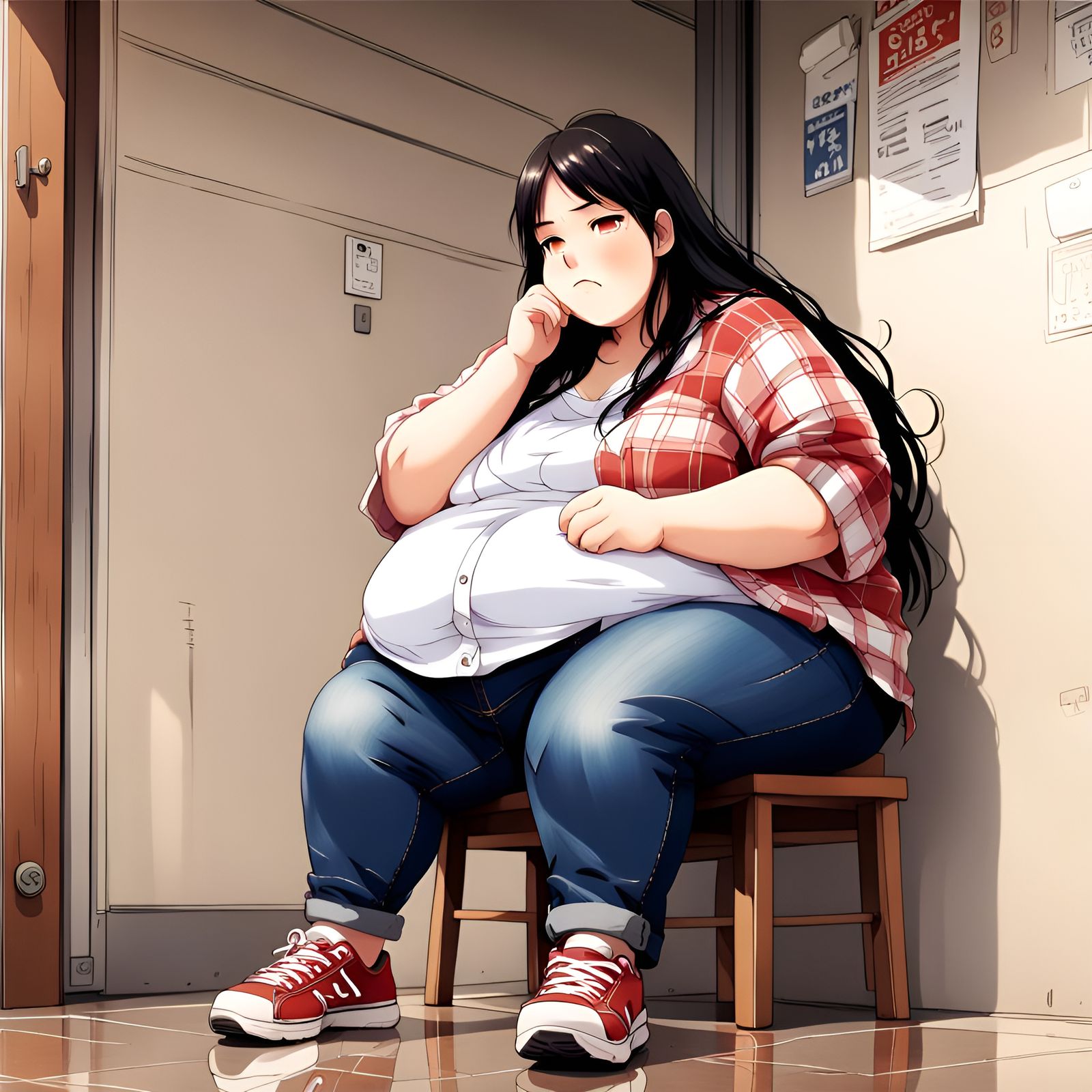 Anime Style Portrait of Tall Woman in Flannel