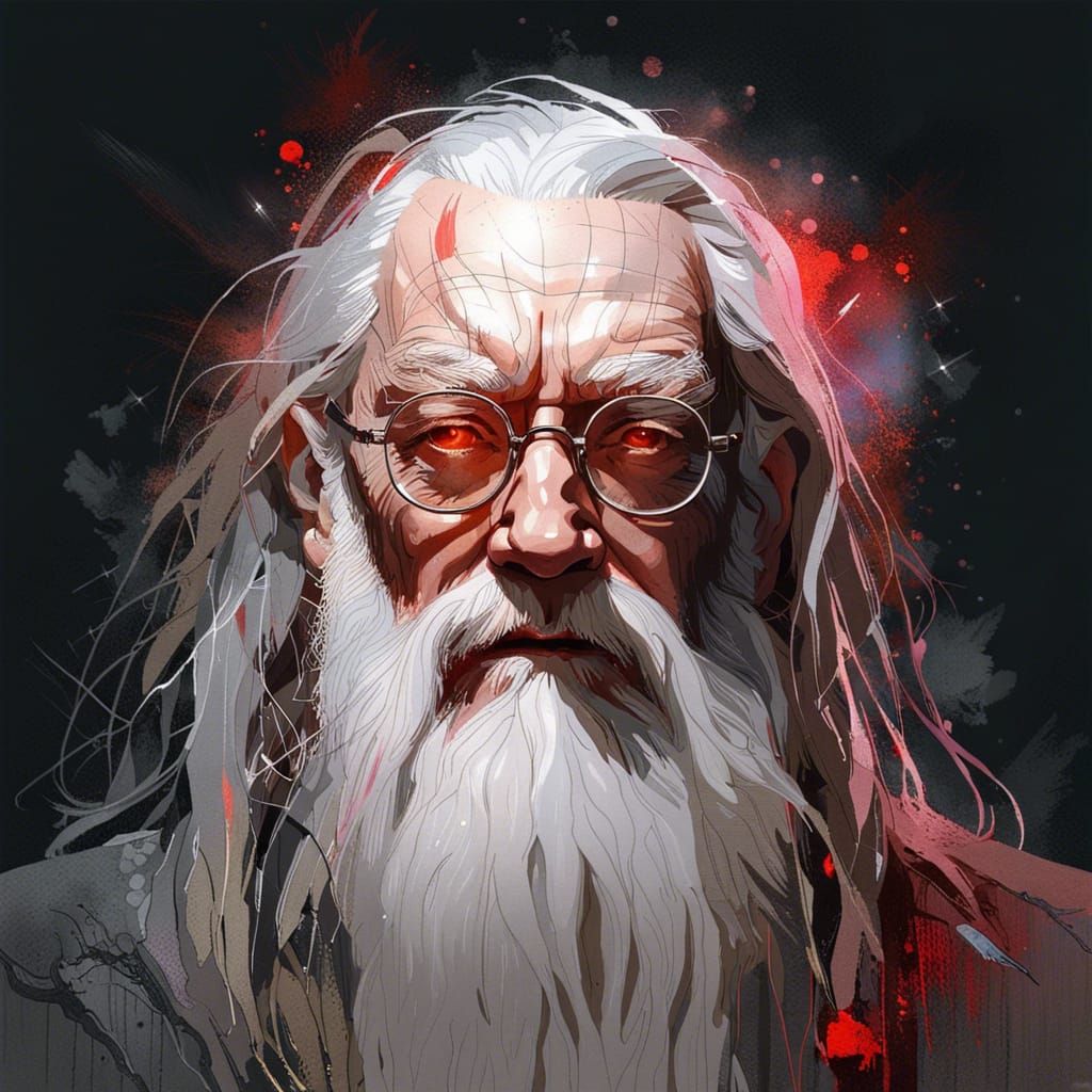 Albus Dumbledore with Red Eyes Acrylic Painting