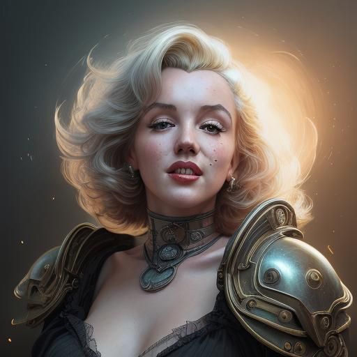 Marilyn Monroe Steampunk Rococo Portrait in 8K