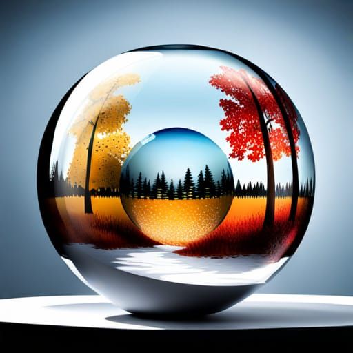 Giant Glass Balls: Winter and Autumn Realms