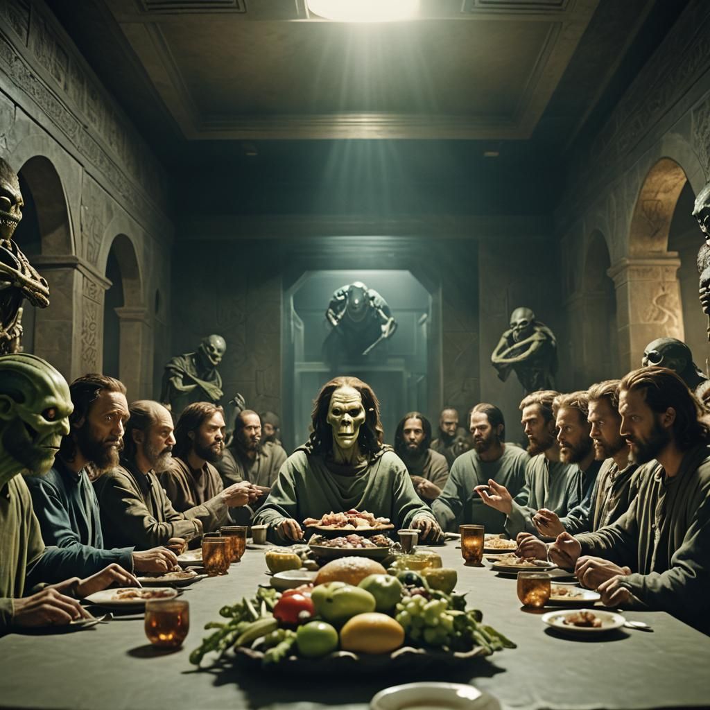 Aliens Recreate The Last Supper: Cinematic Film Still