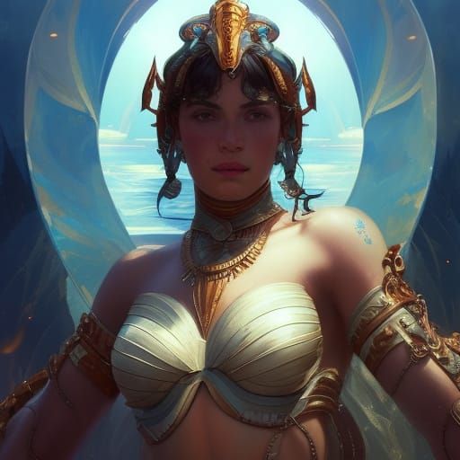 Atlantean Warrior Portrait in Hyperdetailed Style