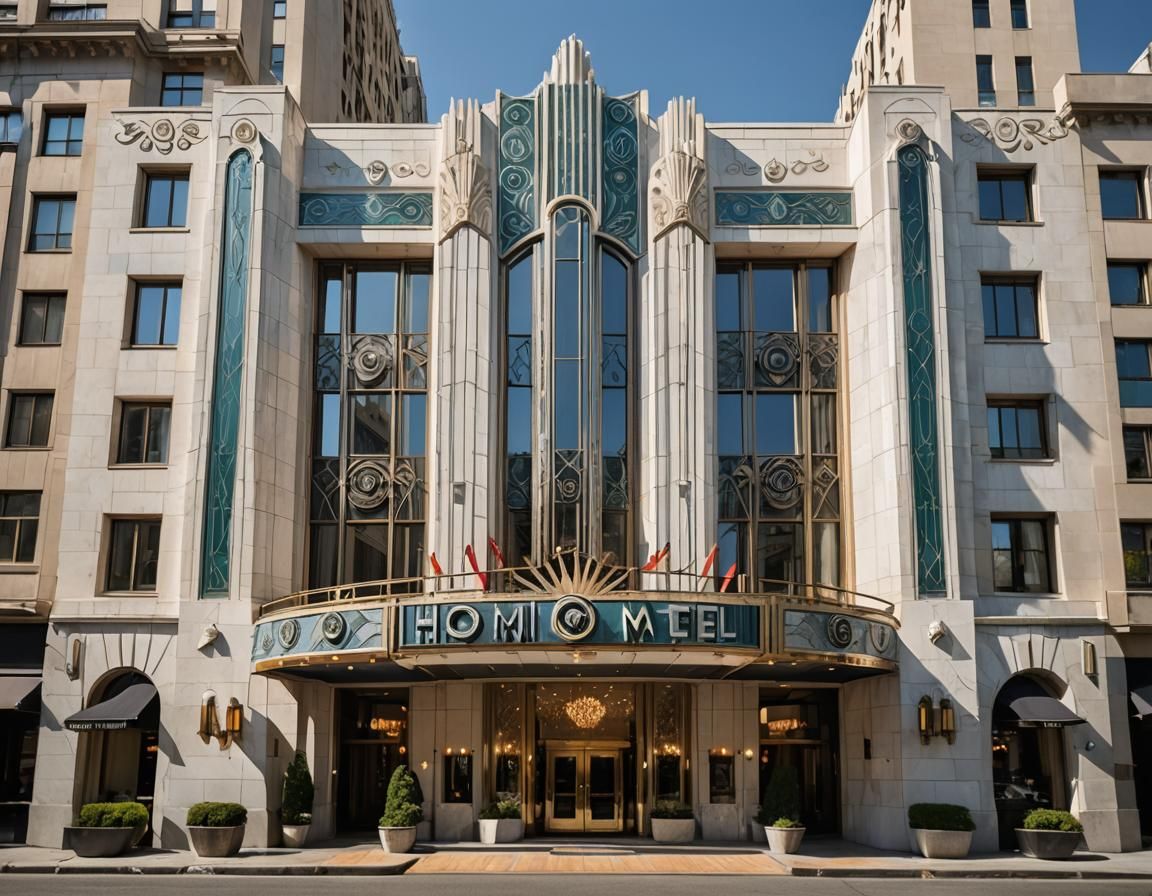 Grand Art Deco Hotel with Geometric Details